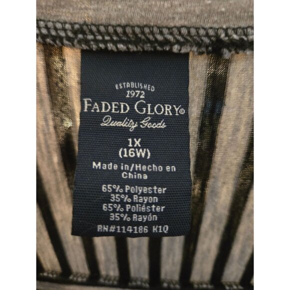WT # 1060 women's 1X, Faded Glory tunic with black and gray stripes with flatter - Picture 2 of 3
